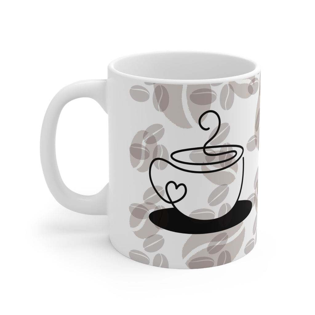Coffee O’ clock Pattern Mug | Ceramic Coffee Cup
